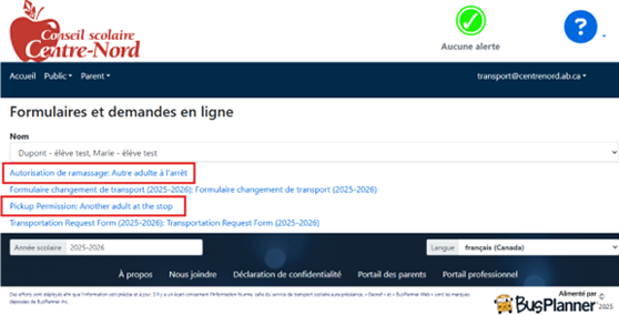 Formulaire busplanner CSCN